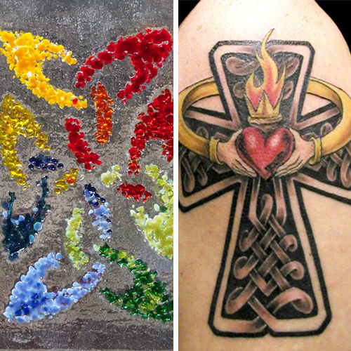 Out of the many tattoos there are the celtic rose and knot artwork is the 