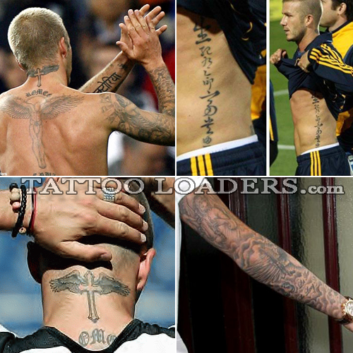 david beckham tattoos back. Soccer Player David Beckham