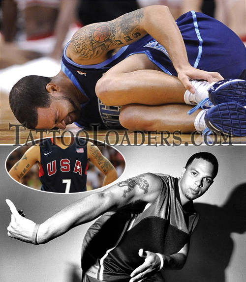  Utah Jazz is a great basket ball player with some tattoos on his arms.
